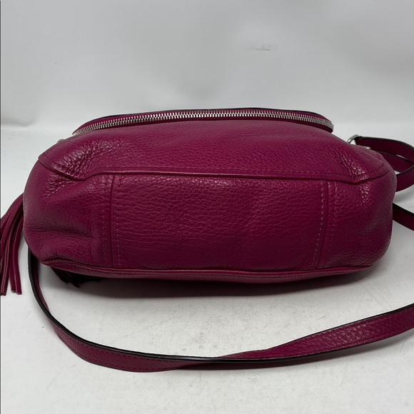 MICHAEL KORS BEDFORD PEBBLED LEATHER FLAP OVER SHOULDER BAG FUSCHIA CROSSBODY - Picture 6 of 17